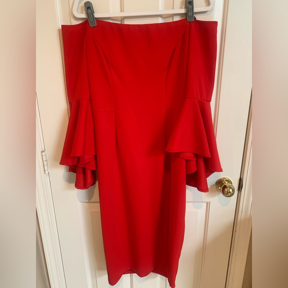 SOLD!! Bisou Bisou Michelle Bohnot size 10 dress. EUC, gorgeous red! - Picture 2 of 4